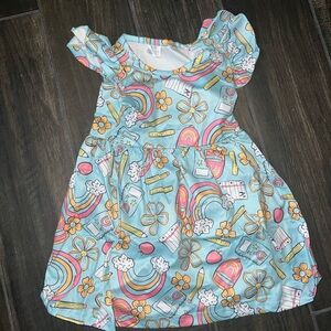 NEW Colorful Kids Dress with Rainbow and Flower Print